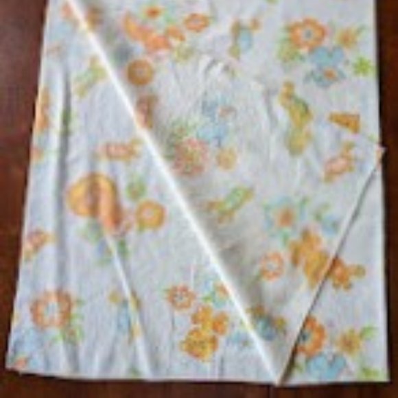 Vintage Flannel Receiving Blanket - Lions, Turtles and Tigers - c mid-1970s - Picture 2 of 2